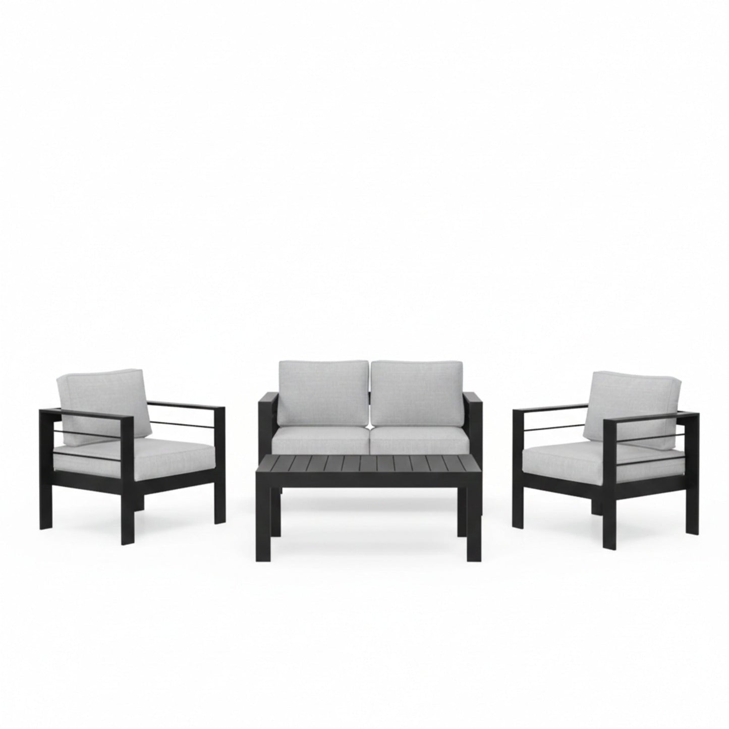 4-Piece Modern Aluminum Patio Conversation Set