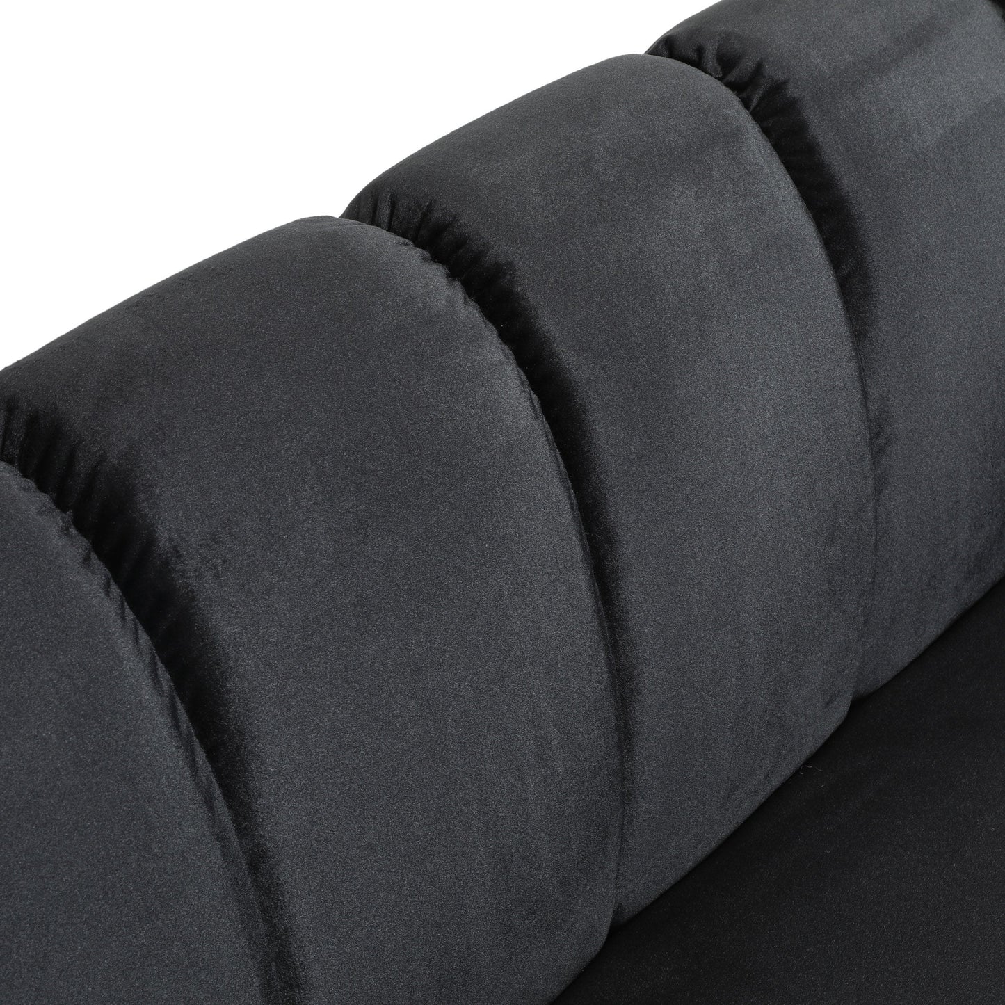 Miranda Modern Glam Velvet 3-Seater Sofa in Black with Birch Wood Legs