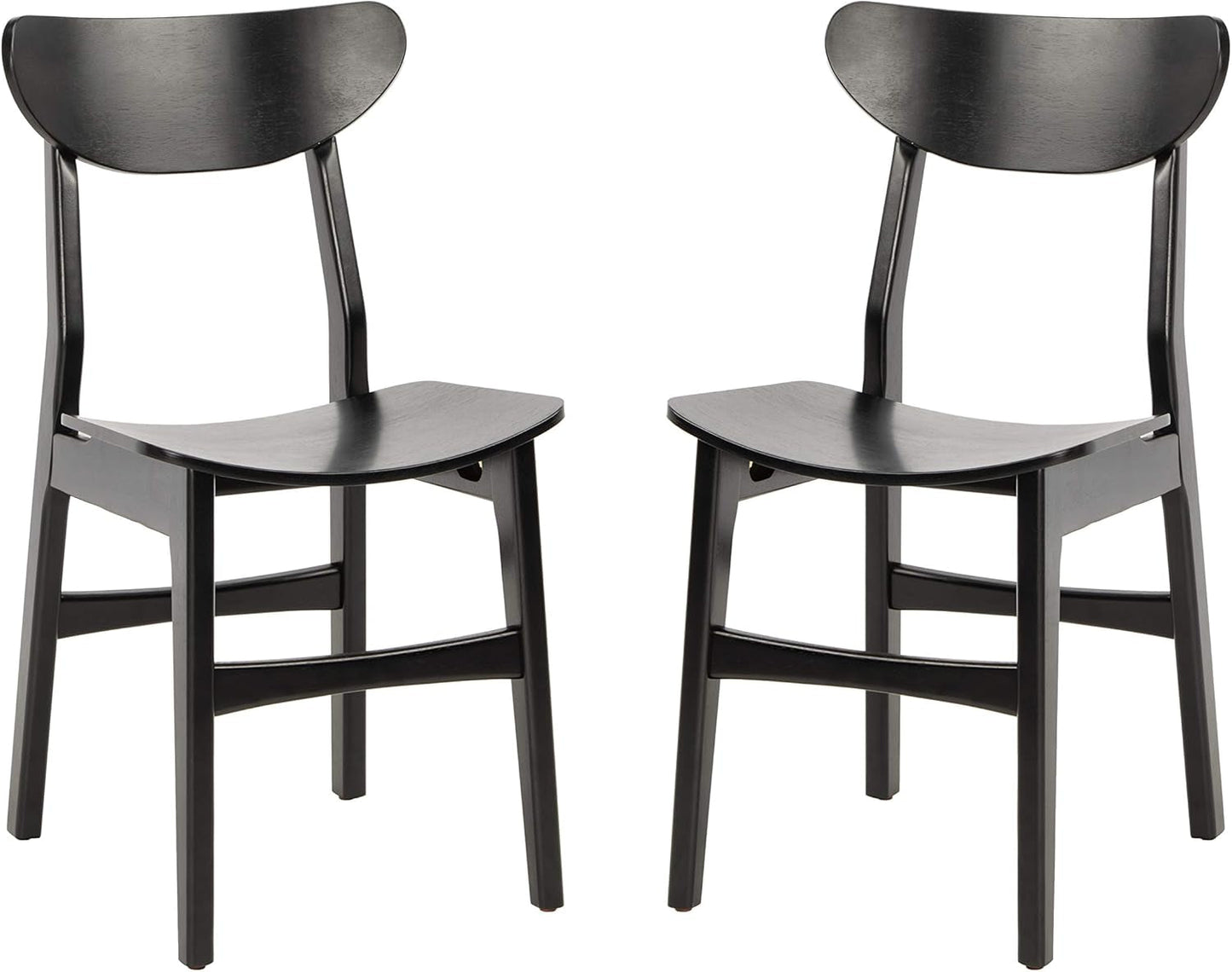 Retro Black Wood Dining Chair Set Of 2 For Home Dining