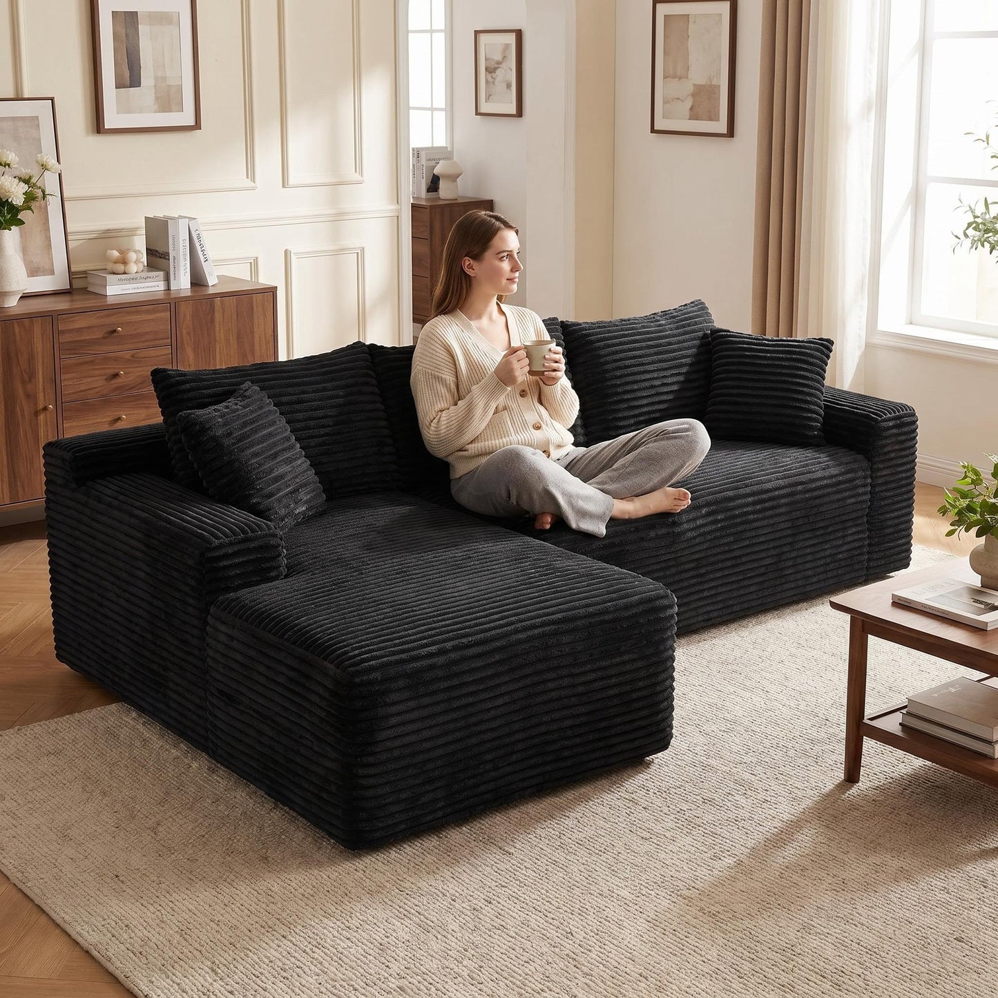 94.5" Cloud Modular Sectional Sofa with L-Shape Chaise