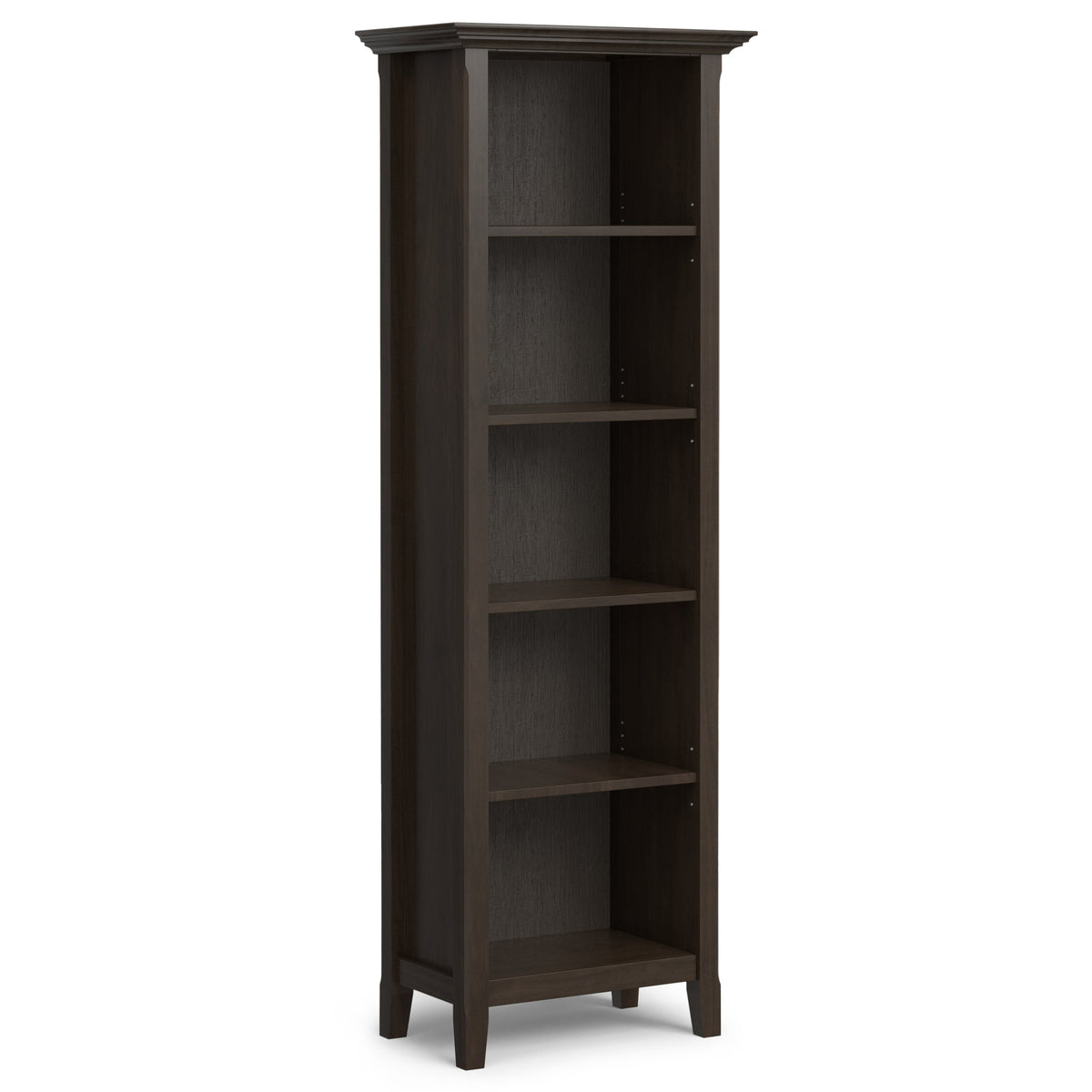 Amherst 24 Inch Solid Wood 5 Shelf Bookcase in Hickory