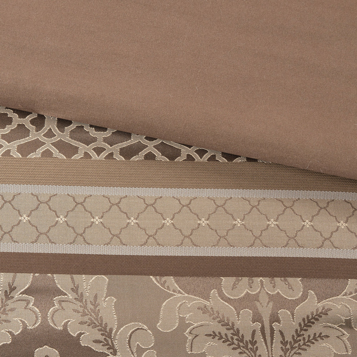 7 Piece Jacquard Comforter Set Brown/Gold Cal King