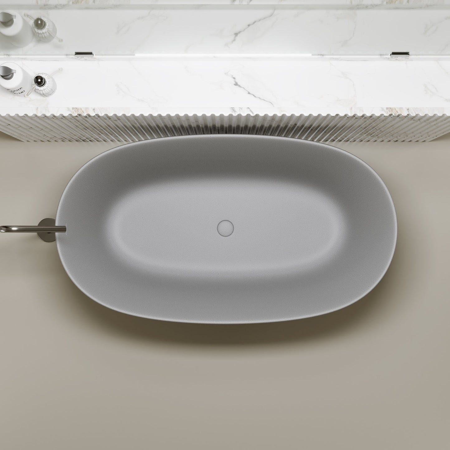 47'' Freestanding Bathtub Resin Stone Soaking Bathtub
