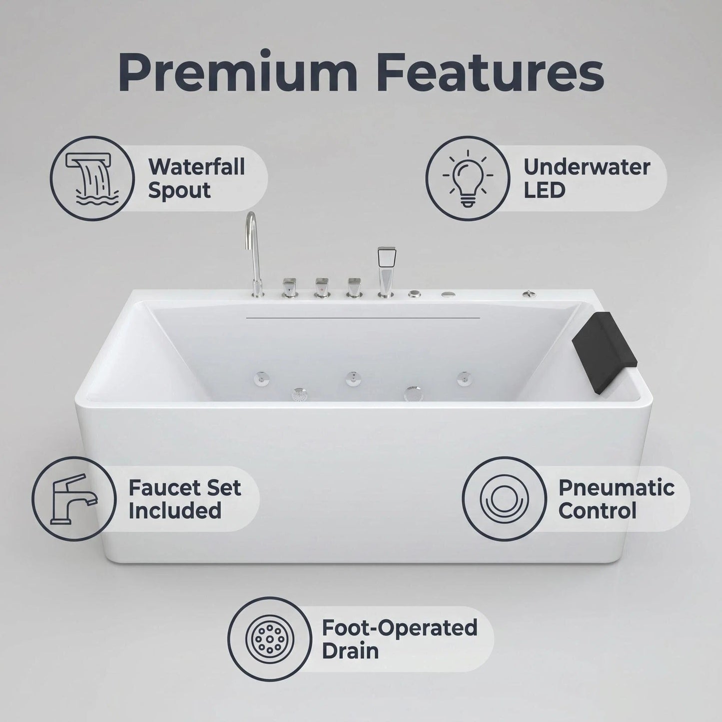 67-Inch Single-Person Luxury Whirlpool Bathtub