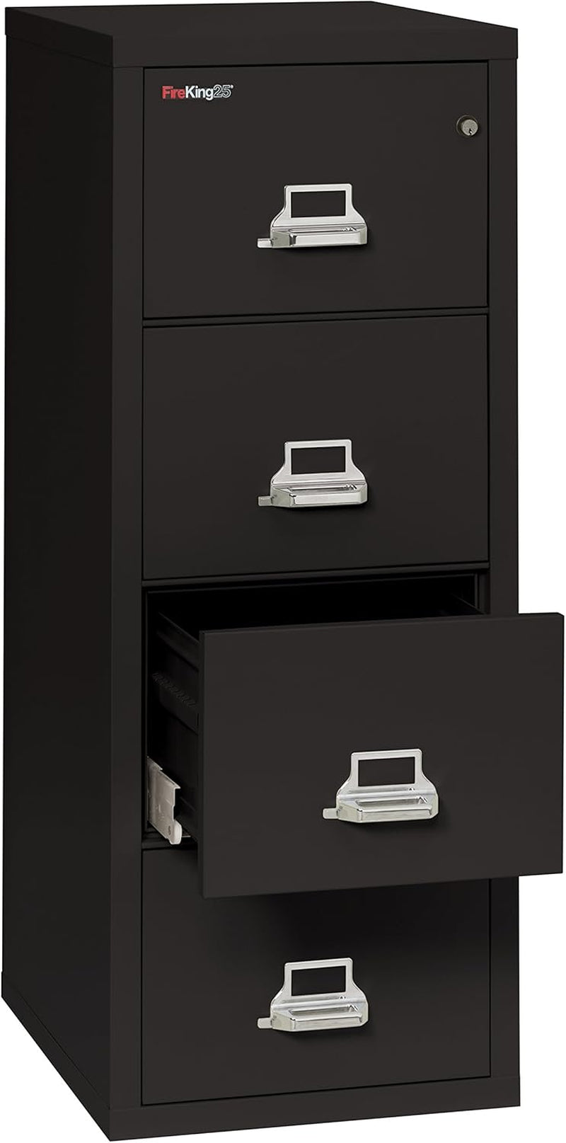 Vertical 4 Drawer File Cabinet 1 Hour Fire Rated Black