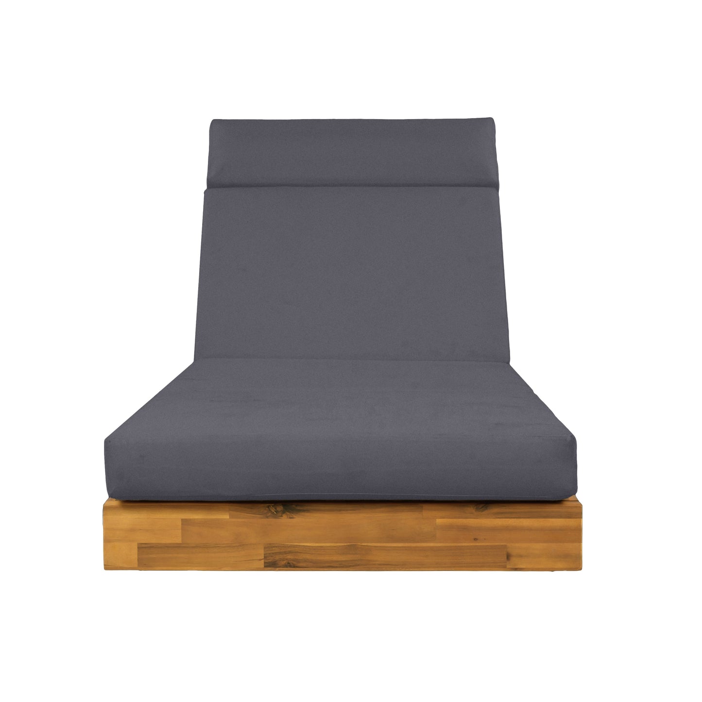 Modern Acacia Wood Outdoor Chaise Lounge with Adjustable Headrest