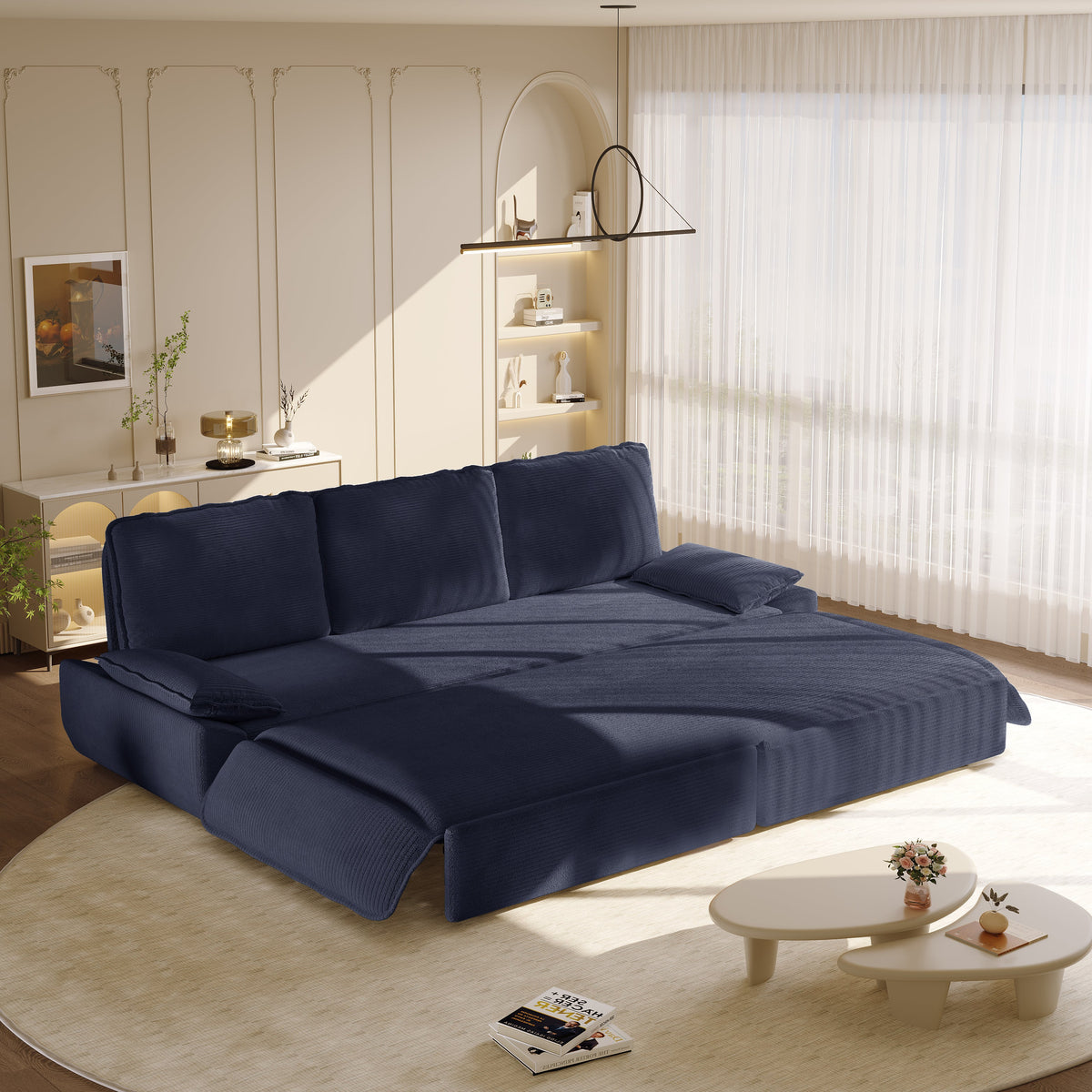 94.5" King Size 3-in-1 Convertible Sleeper Sofa Bed