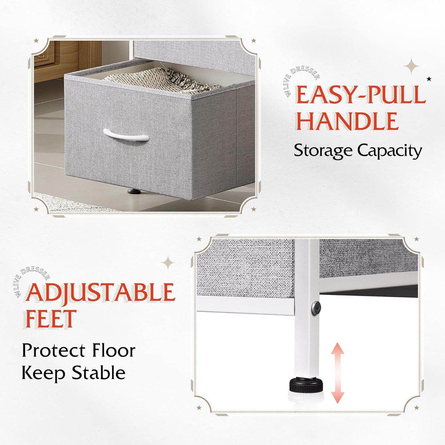Light Grey Nightstand With 3 Drawers For Bedroom Hallway