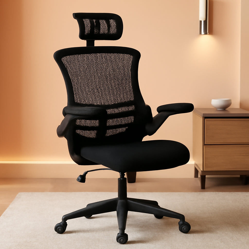 High Back Swivel Office Chair With Lumbar Support Black