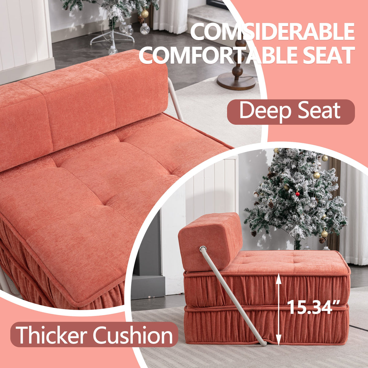 Orange Folding Sofa - Convertible Chair for Home