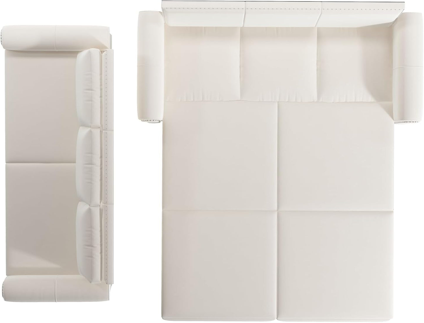 King Size Multifunctional Sleeper Sofa Beige Velvet
