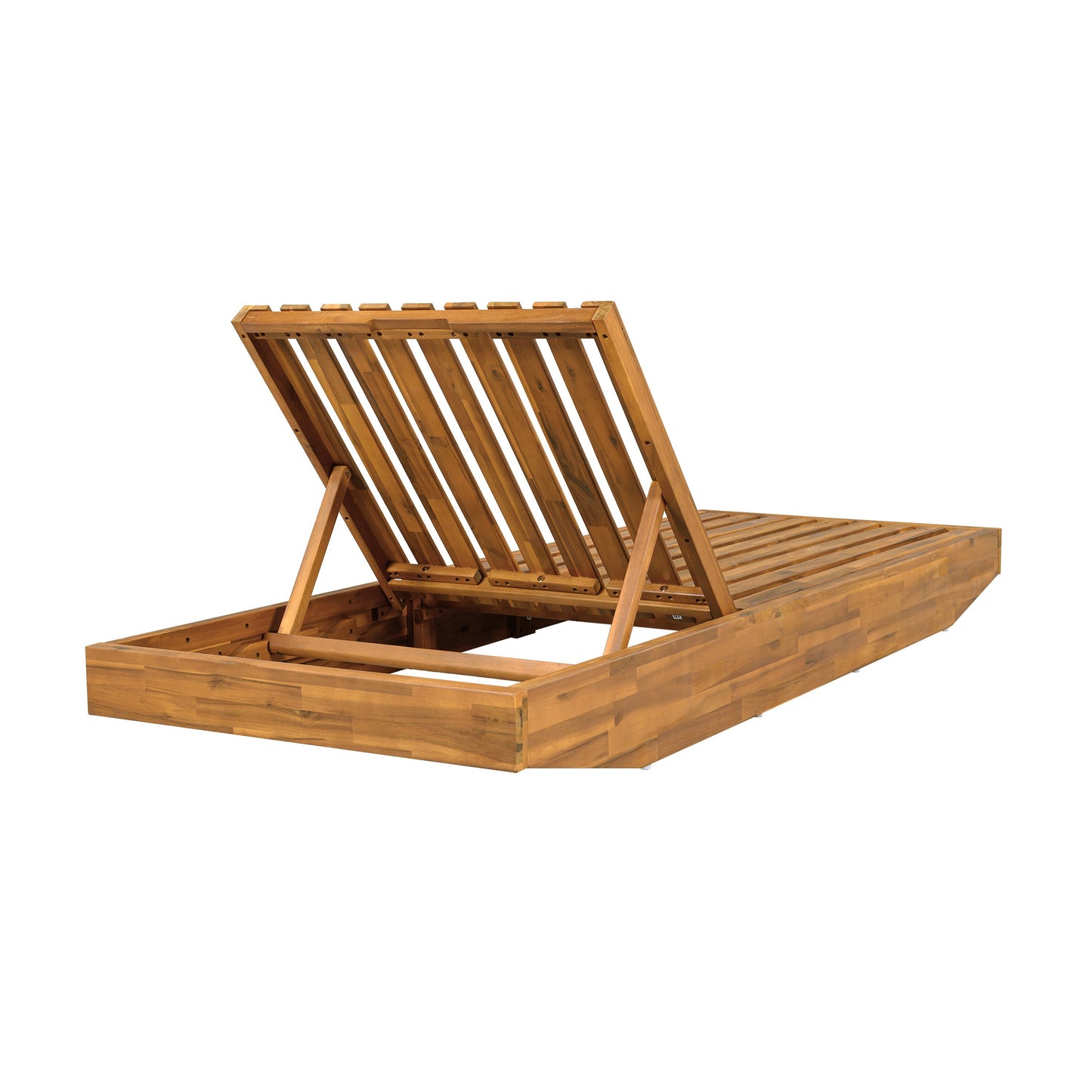 Modern Acacia Wood Outdoor Chaise Lounge with Beige Cushion