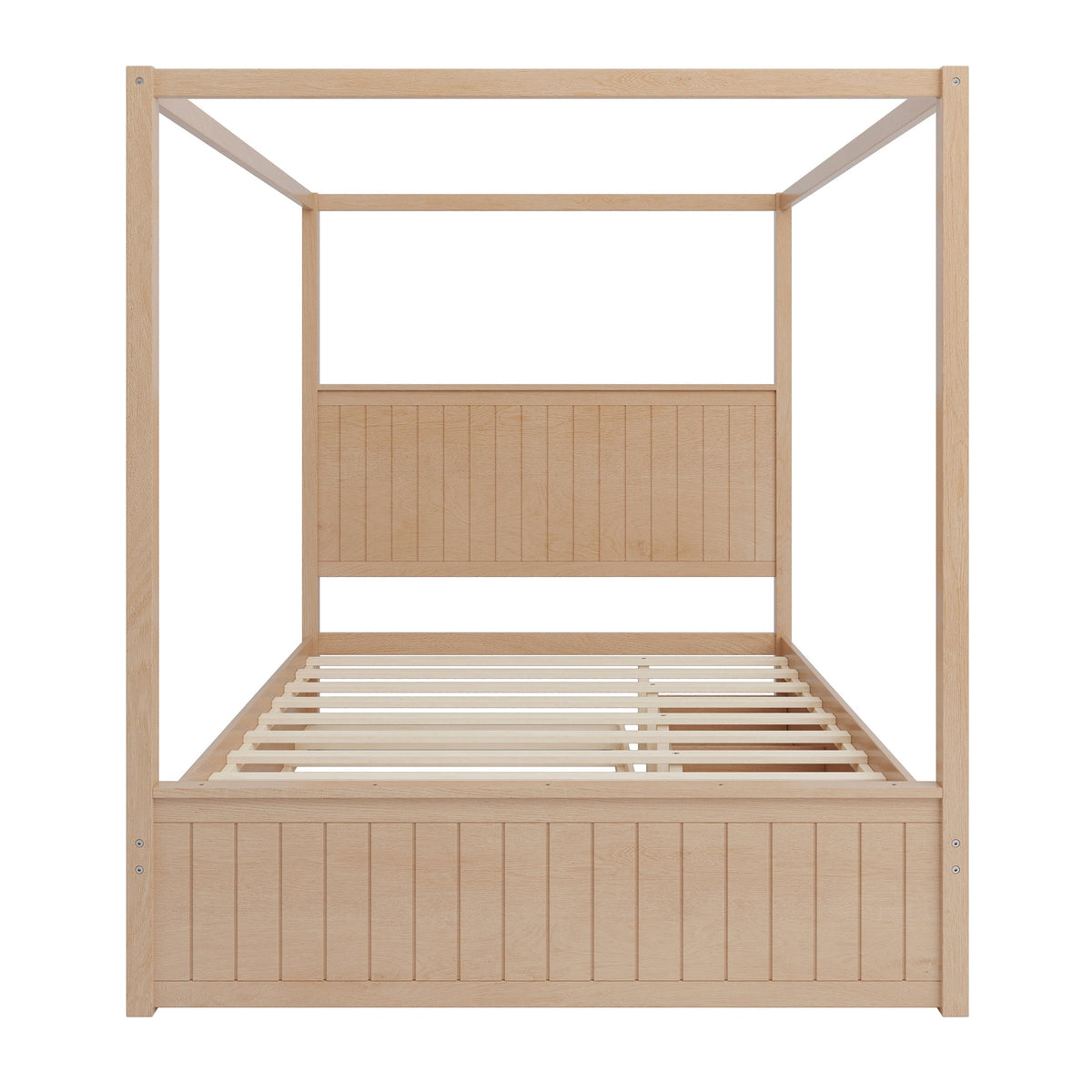 Queen Size Canopy Bed with Trundle and Storage