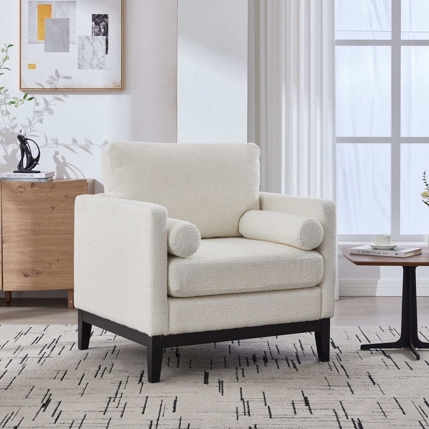 35.4" Wide Modern Farmhouse Performance Accent Chair