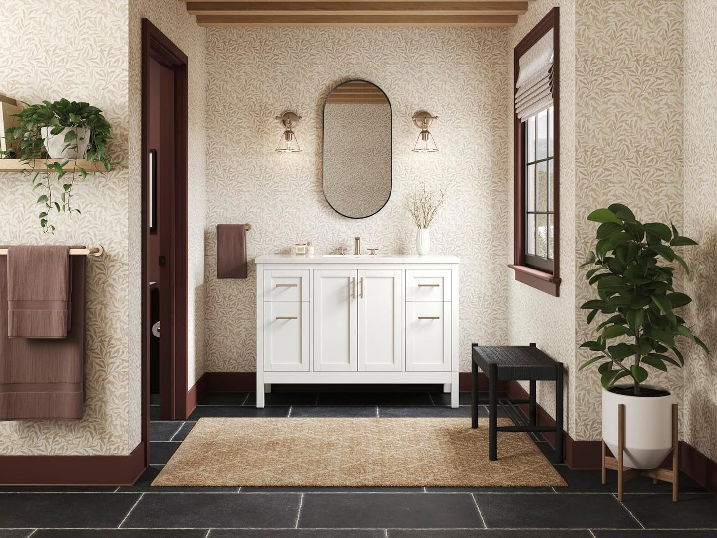 18W X 36H Oval Framed Wall Mount Vanity Mirror Matte Black