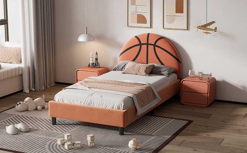 Basketball Design Upholstered Twin Platform Bed