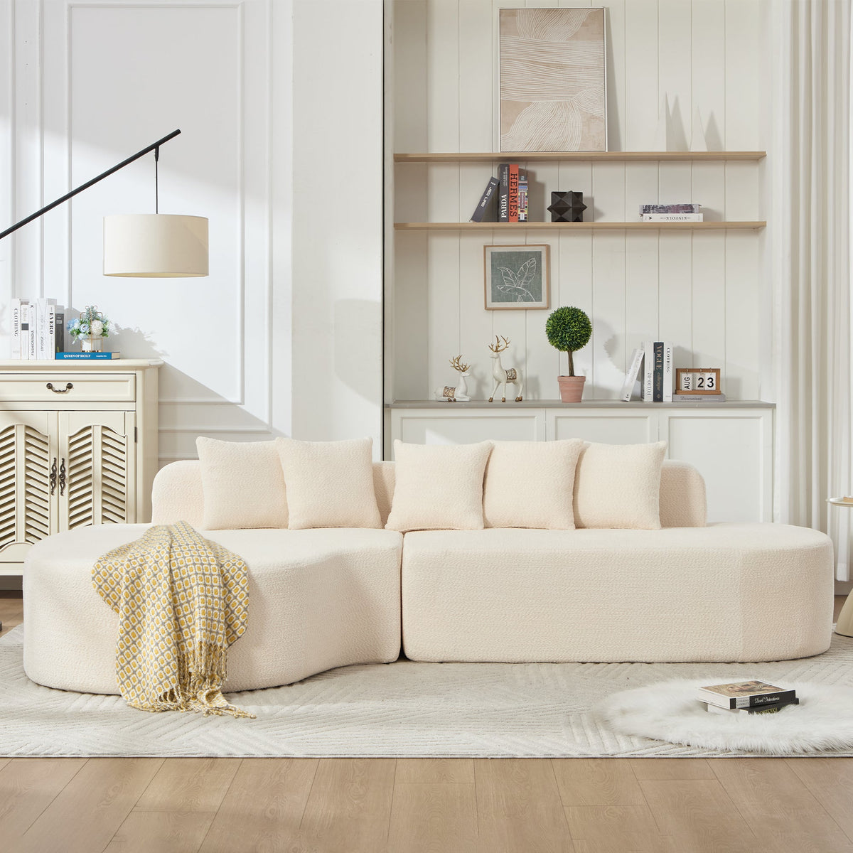 110.2'' Ivory Curved Sectional Sofa