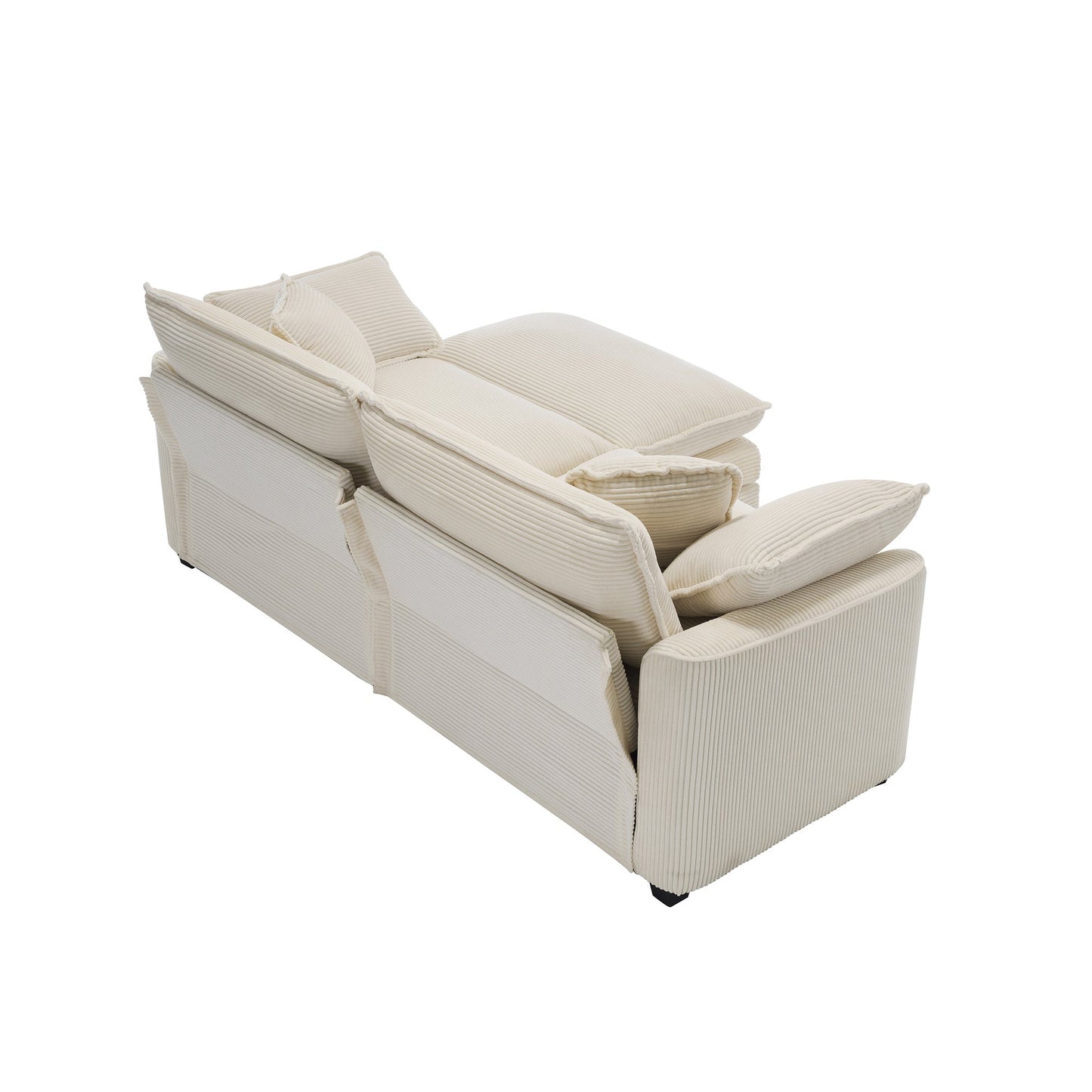 Corduroy Two-Seater Sofa with 1 Footrest