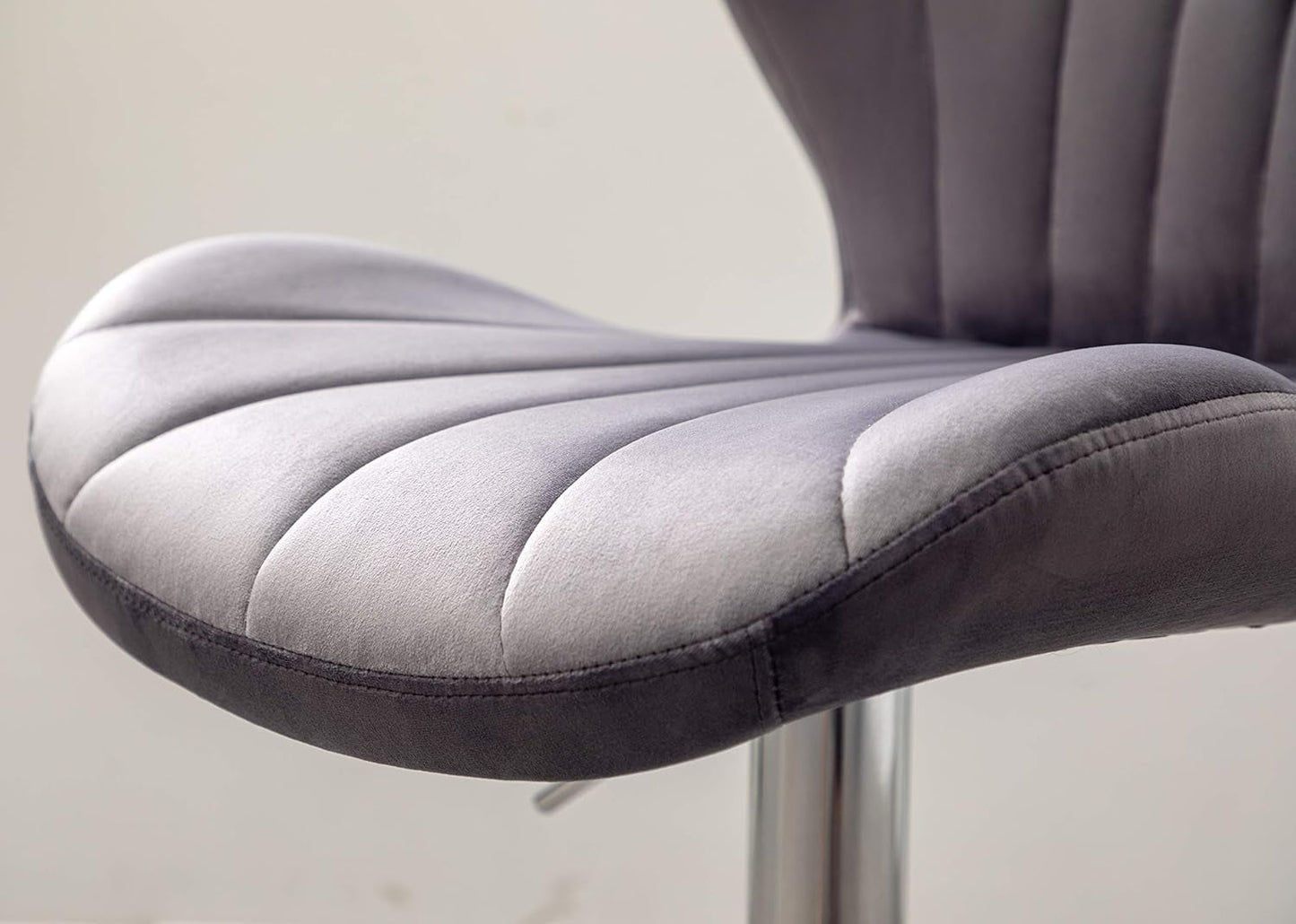 Velvet Adjustable Swivel Barstools Gray Set of Two