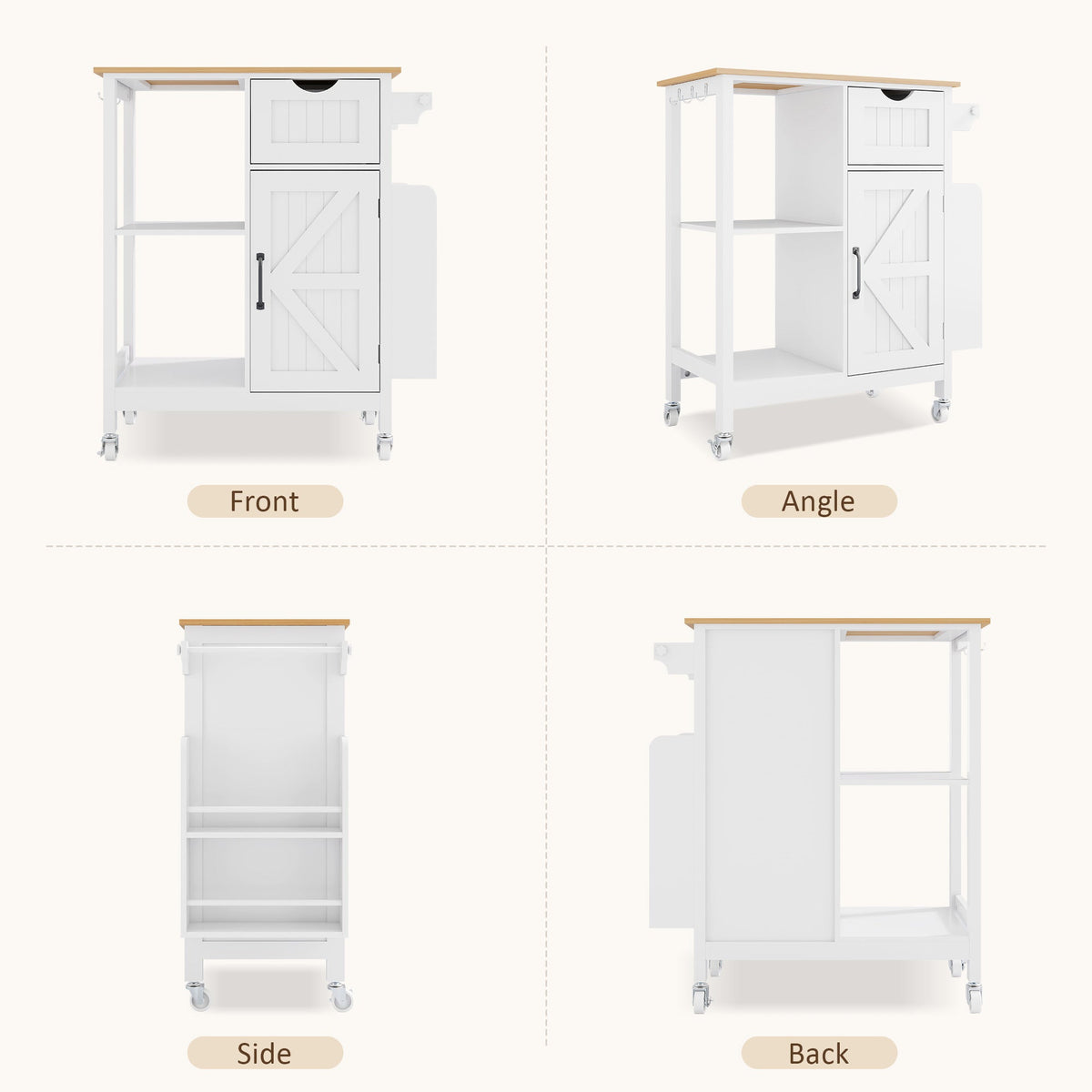 Kitchen Island Cart with Mobile Storage