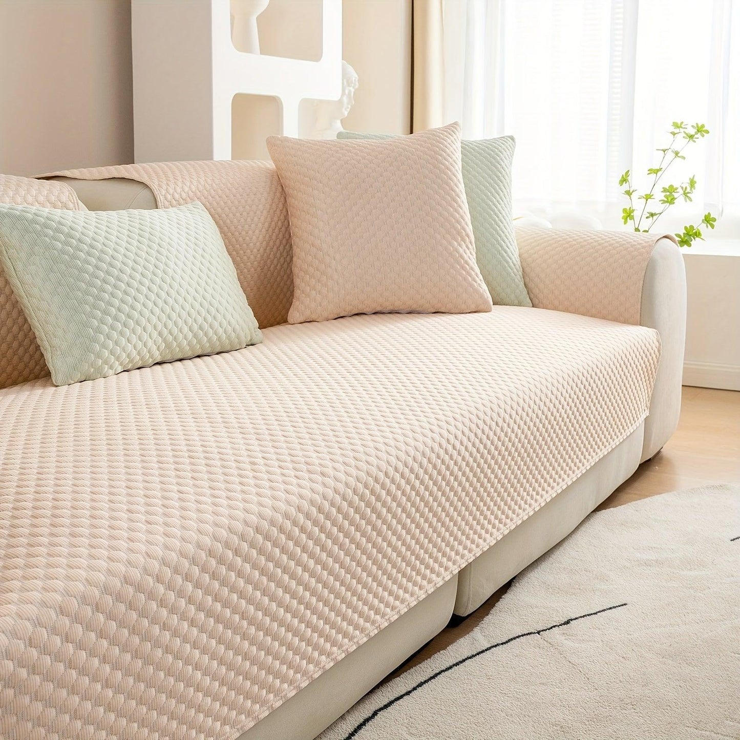 Breathable Ice Silk Light Gray Couch Cover - Cooling & Anti-Scratch