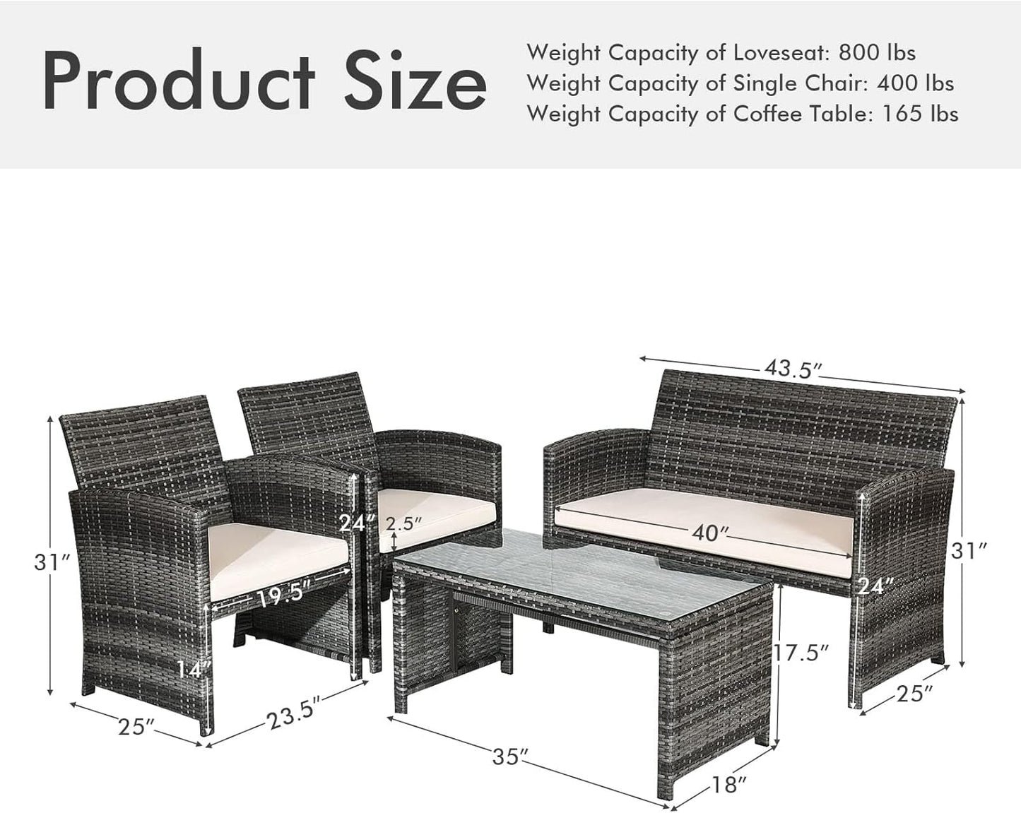 Weather Resistant Rattan Patio Furniture Set for Outdoors