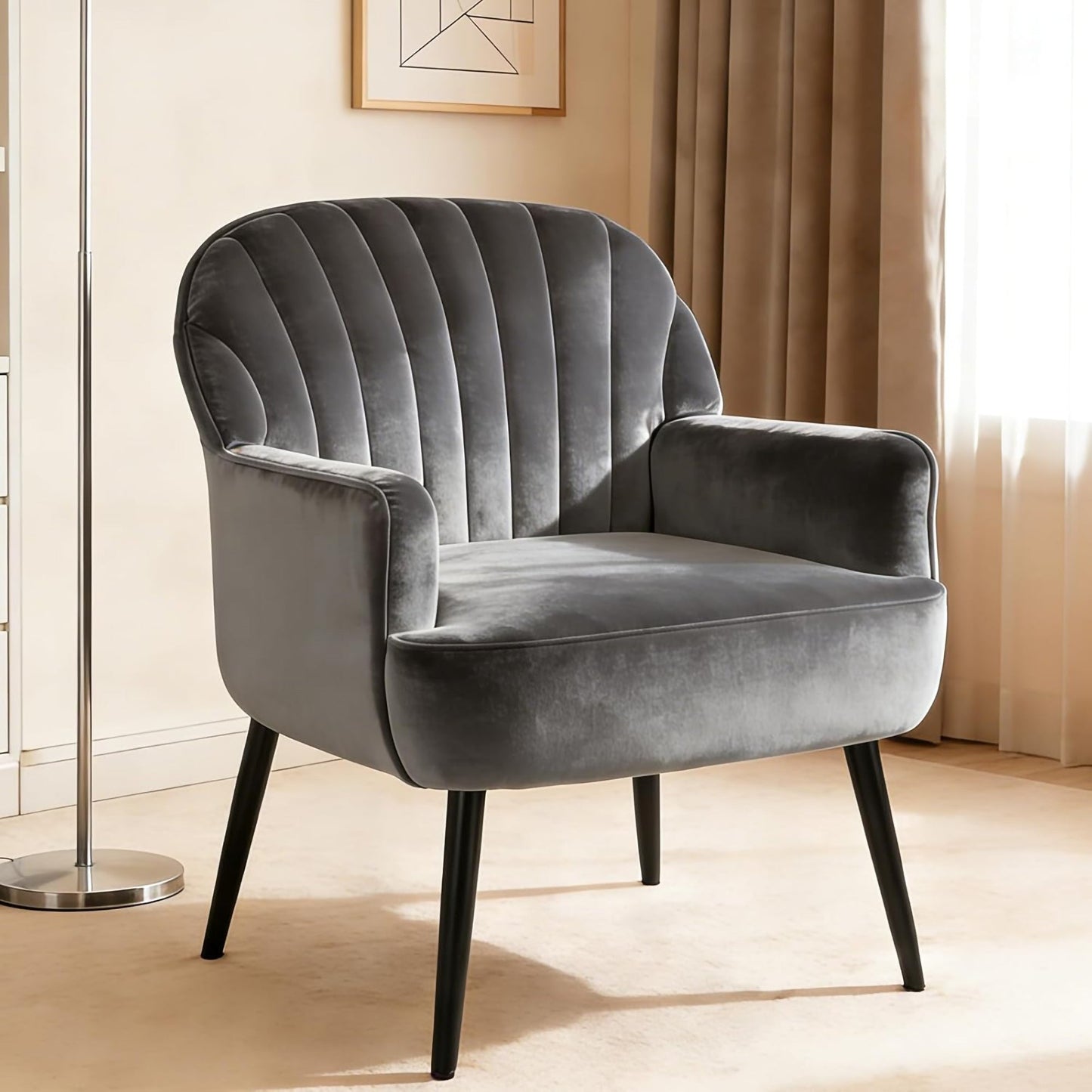 Velvet Accent Chair - Modern Upholstered Living Room Chair