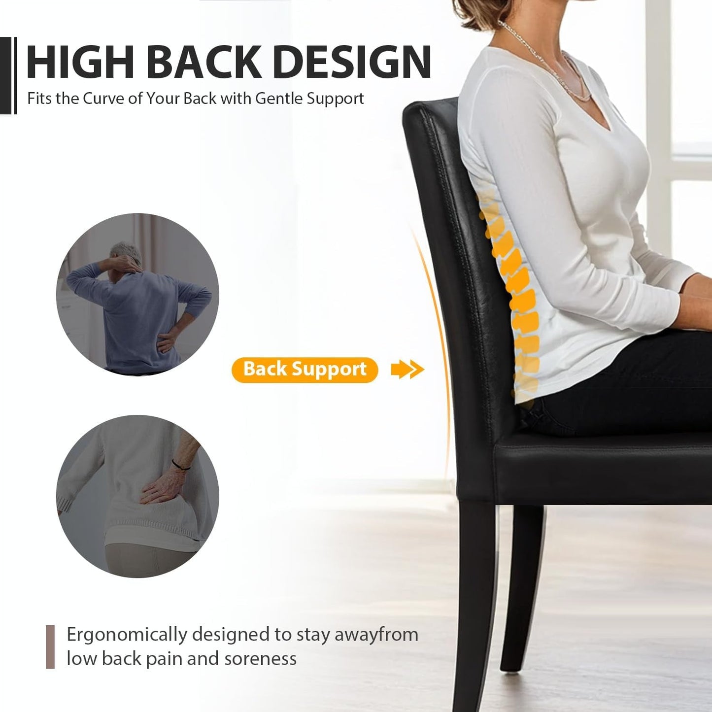 Dining Chairs Set Of 4 Waterproof PU Leather Cushioned With Wood Legs