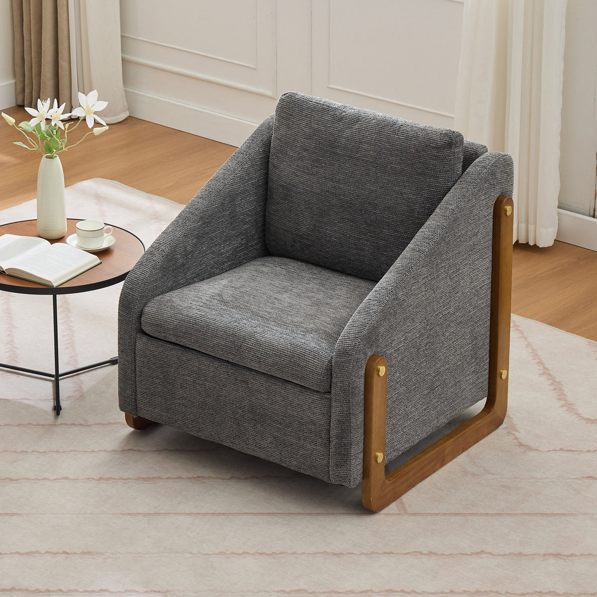 Chenille Fabric Modern Upholstered Armchair