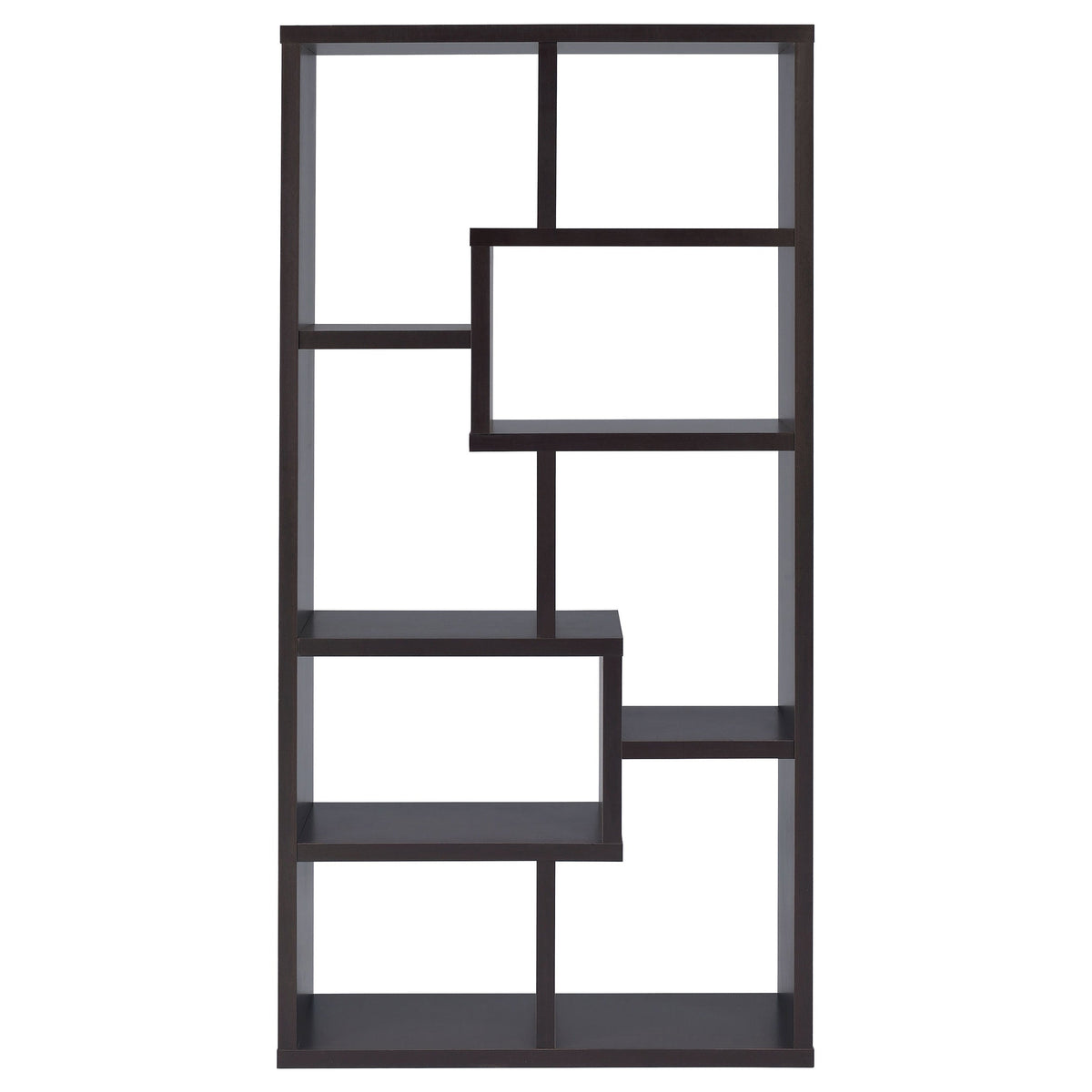 8-Shelf Cappuccino Geometric Bookcase