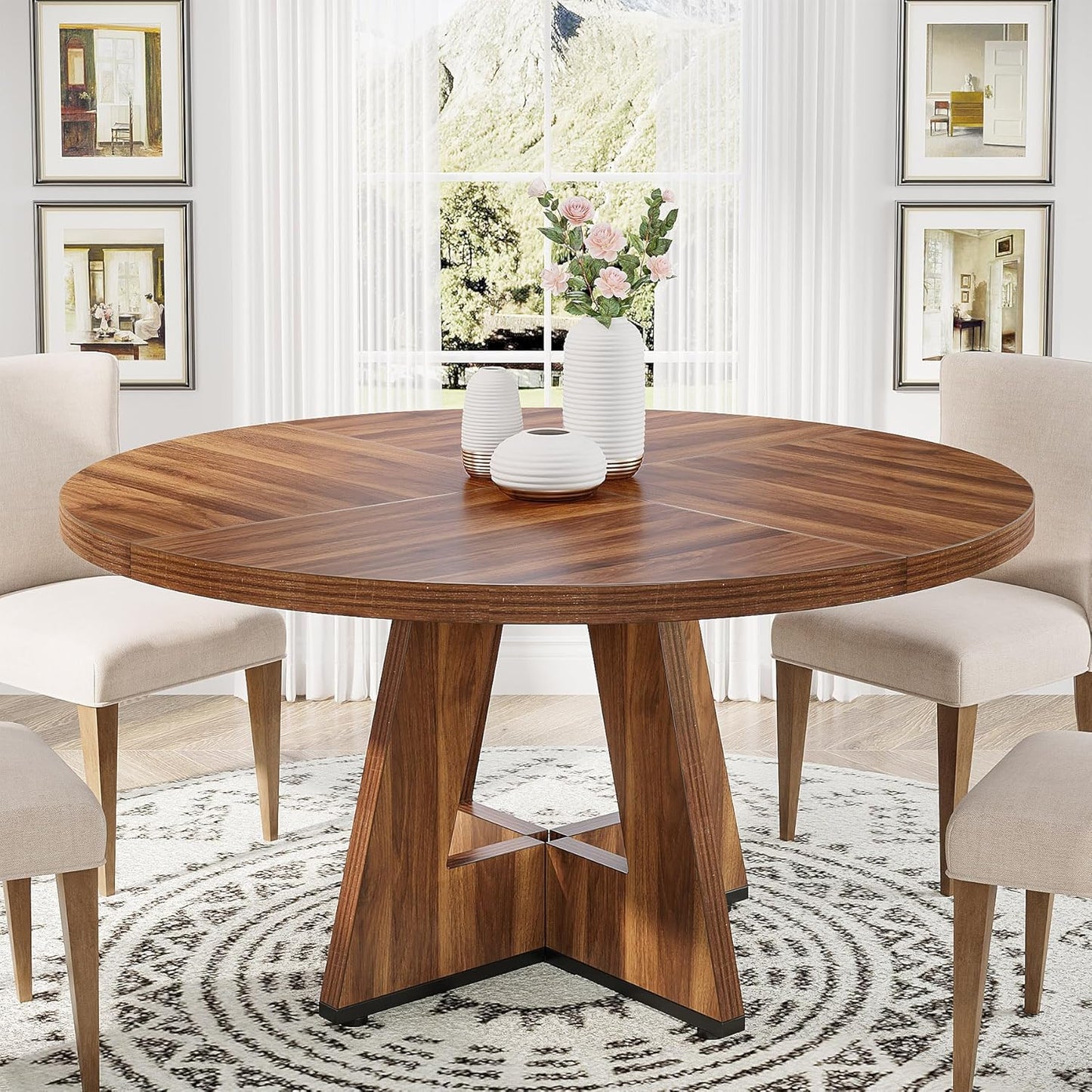 47" Round Farmhouse Dining Table – Rustic