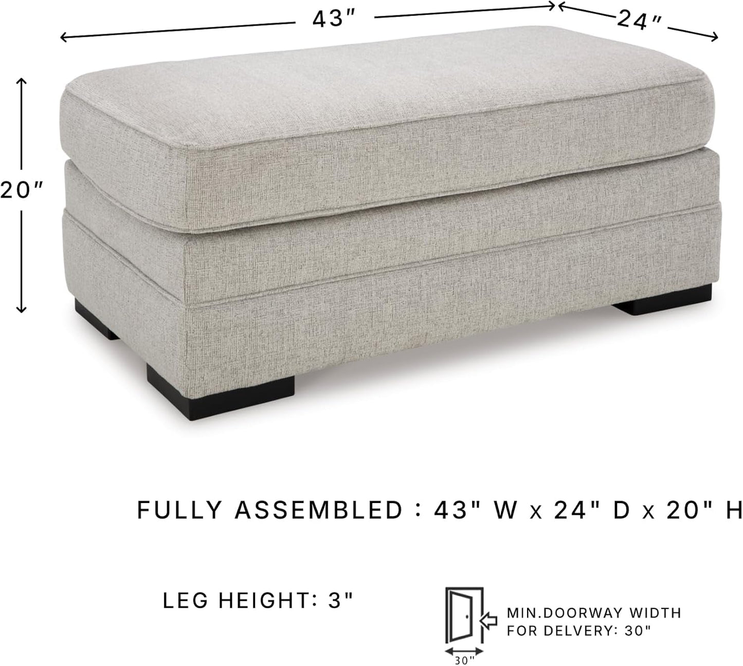 Eastonbridge Upholstered Rectangular Ottoman Light Gray