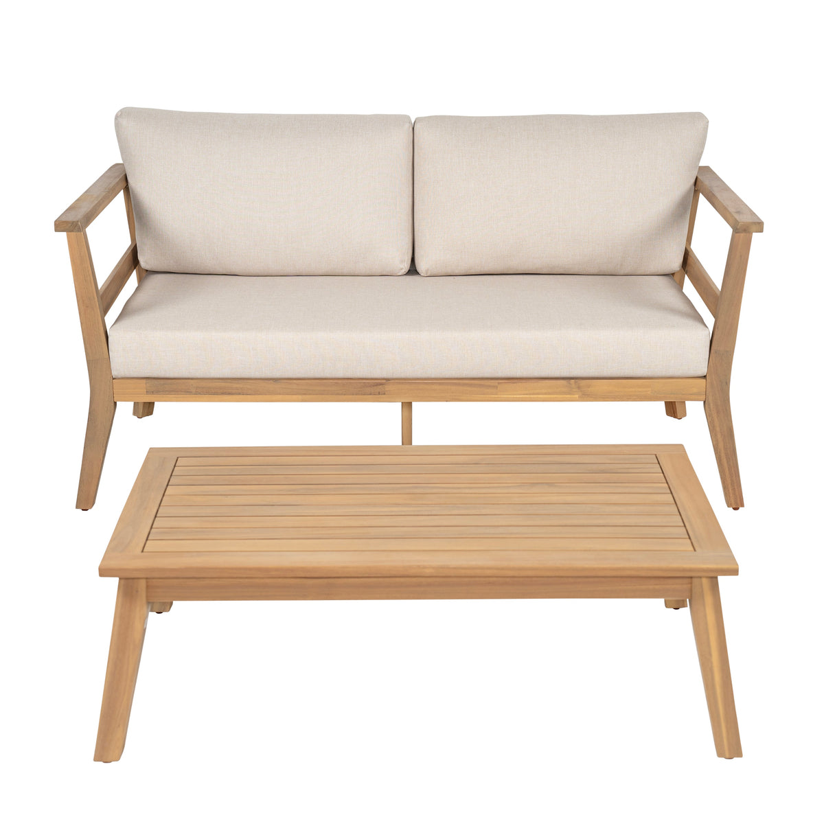 Acacia Outdoor Loveseat & Coffee Table Set for Patio