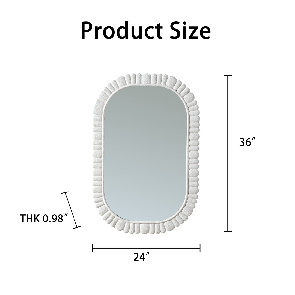 24"x36" Oval Scalloped Wall Mirror