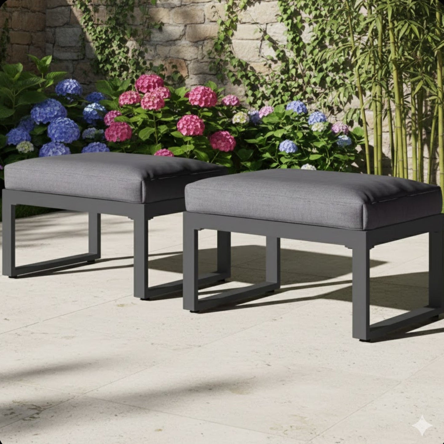 Set of 2 26" All-Weather Aluminum Patio Ottomans Footrests