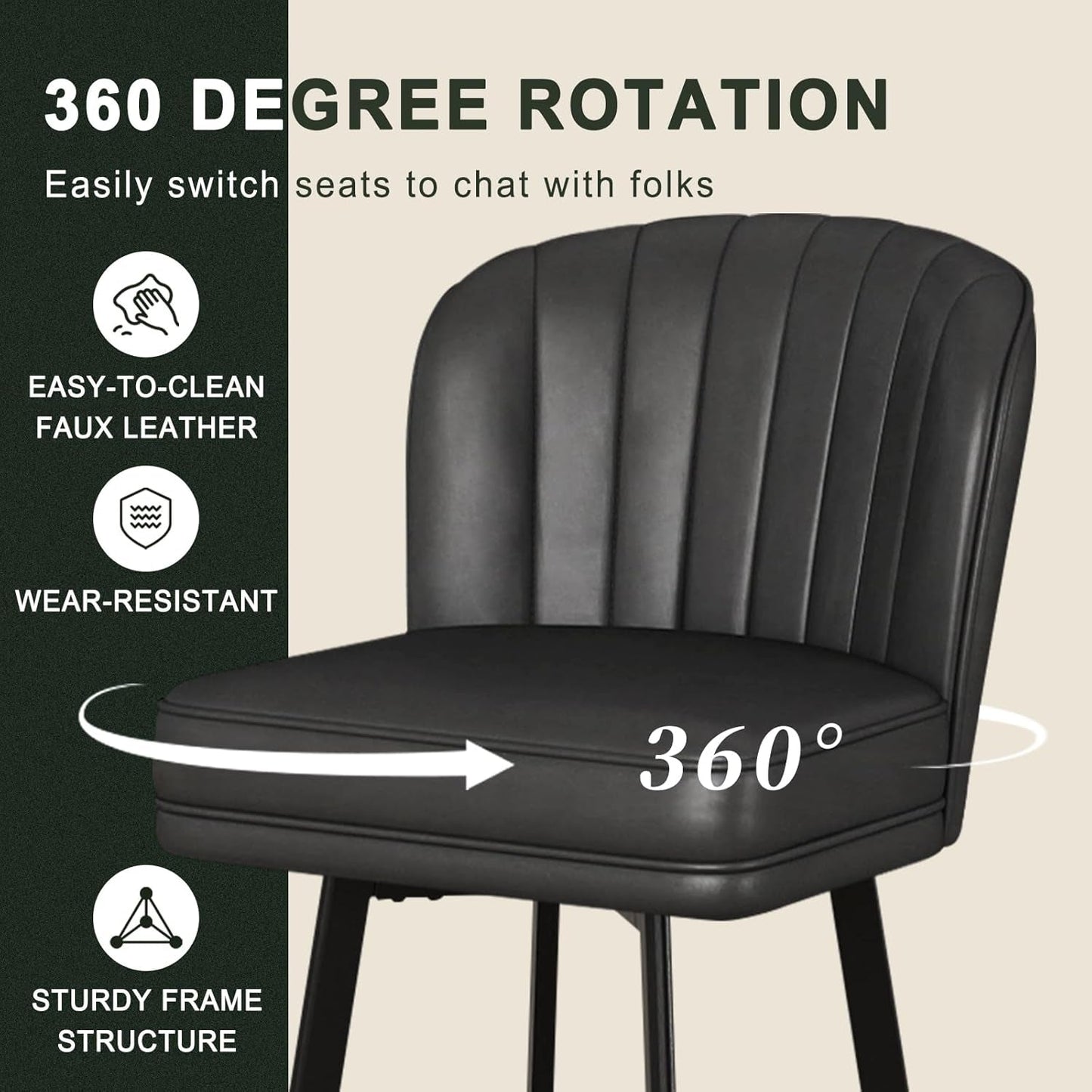 Modern Swivel Counter Height Bar Stools Set of Four