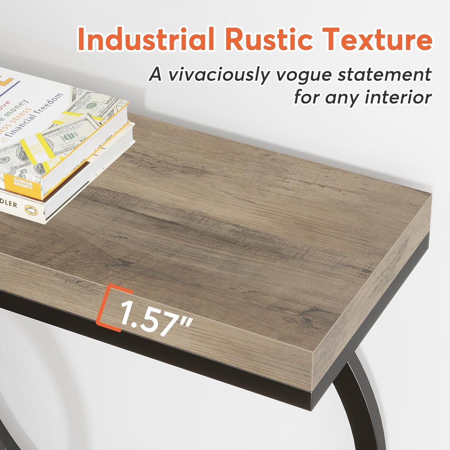 Industrial Console Table - 55" Long Entryway Sofa Table