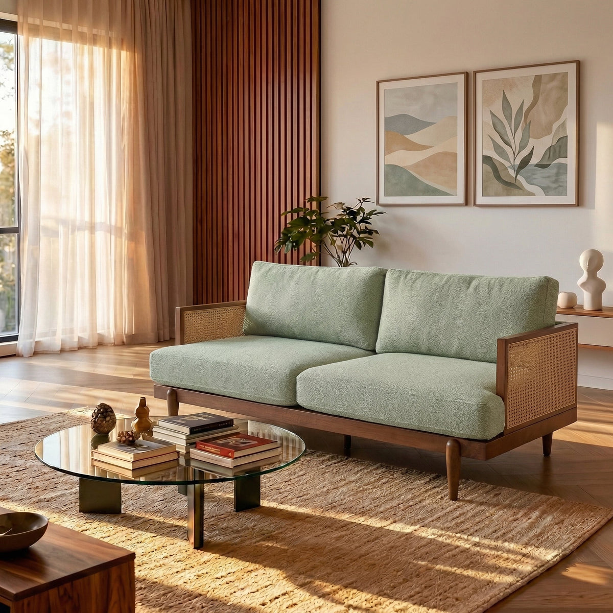 Emir 72" Square Arm 3-Seater Velvet Sofa