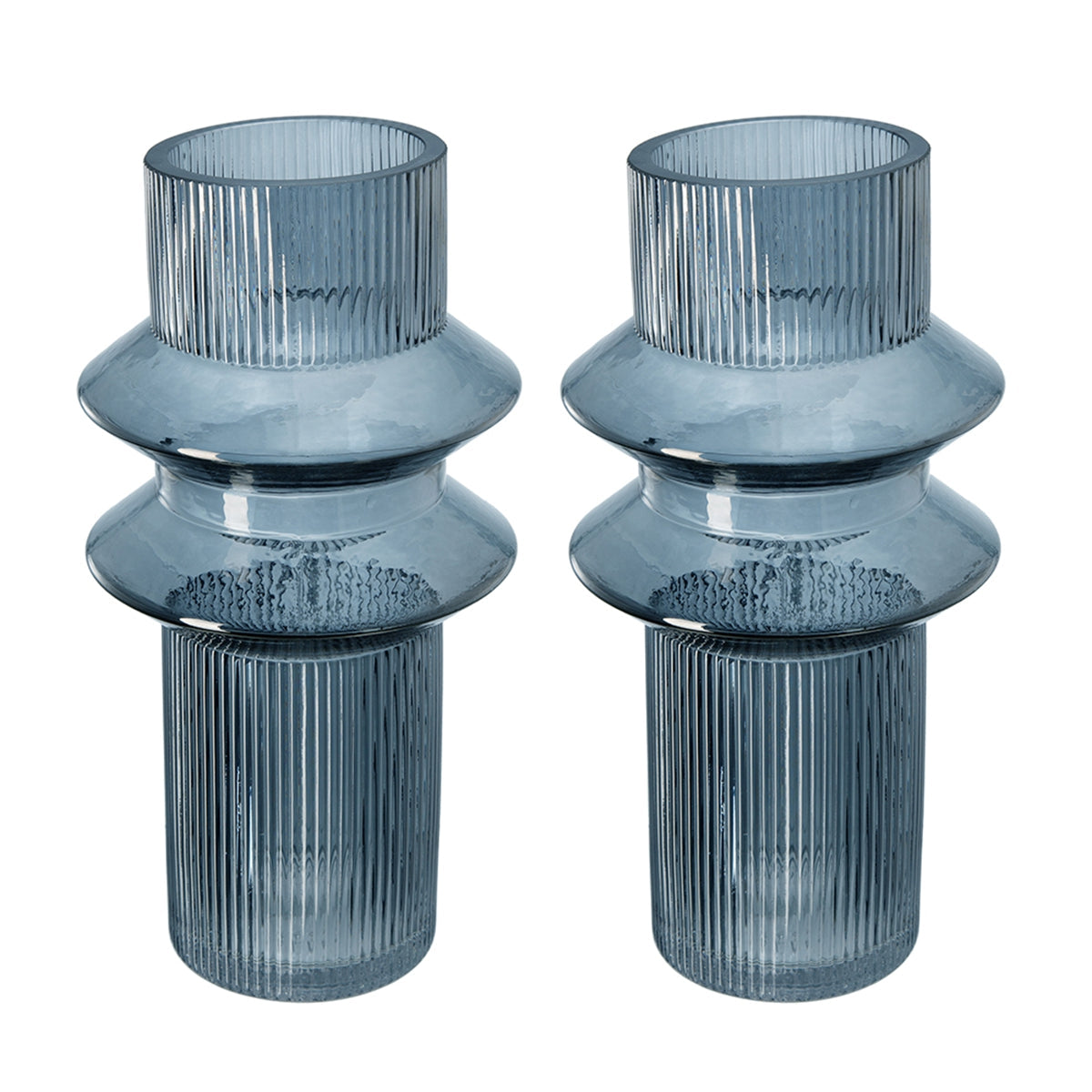 D5.9x11.8"H Fluted Accent Vases Set of 2