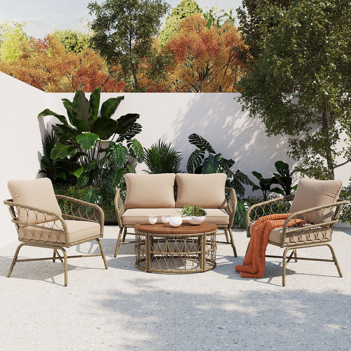 Bohemia-Inspired 4-Person Outdoor Seating Group