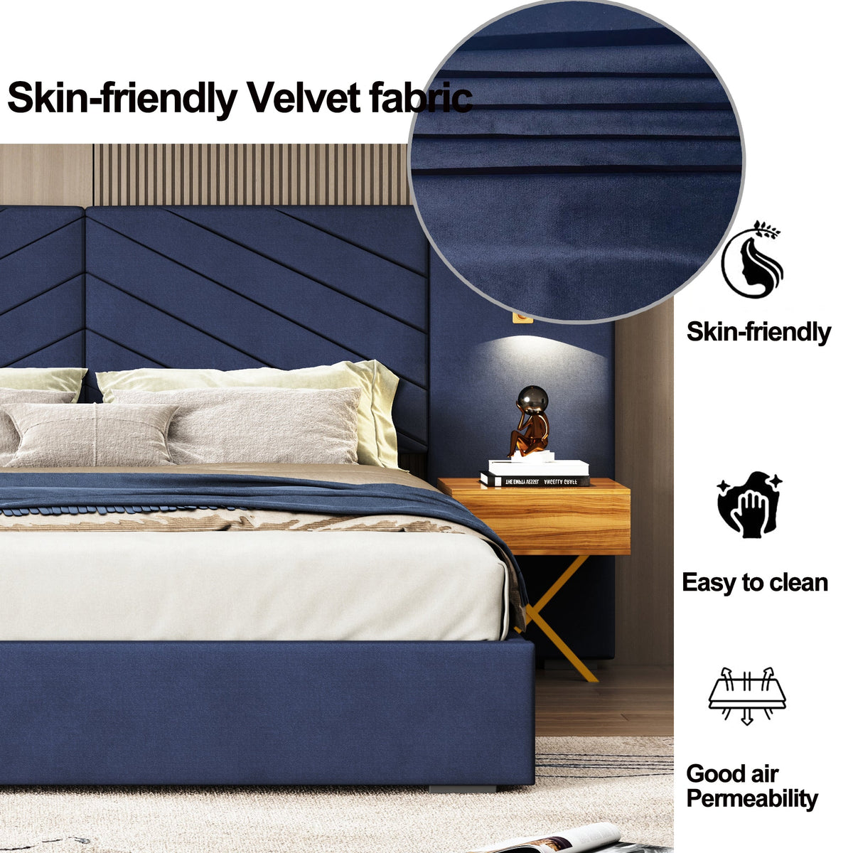 Queen Size Velvet Bed Frame