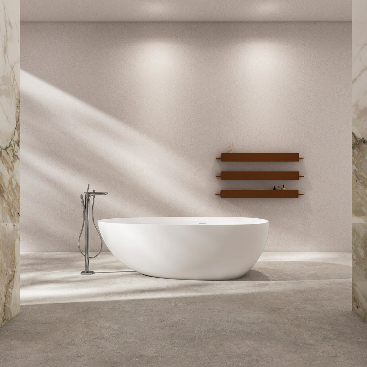 71 Inch Artificial Stone Solid Surface Freestanding Bathroom Bathtub
