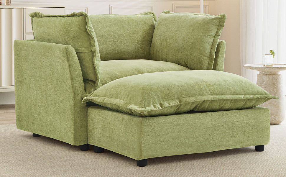 Modern Armchair Sofa with Movable Ottoman