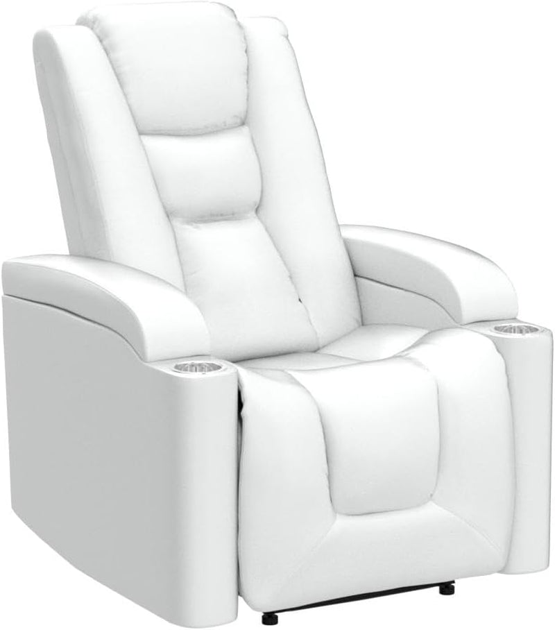 Cream White Power Recliner Chair With USB Ports And Hidden Storage