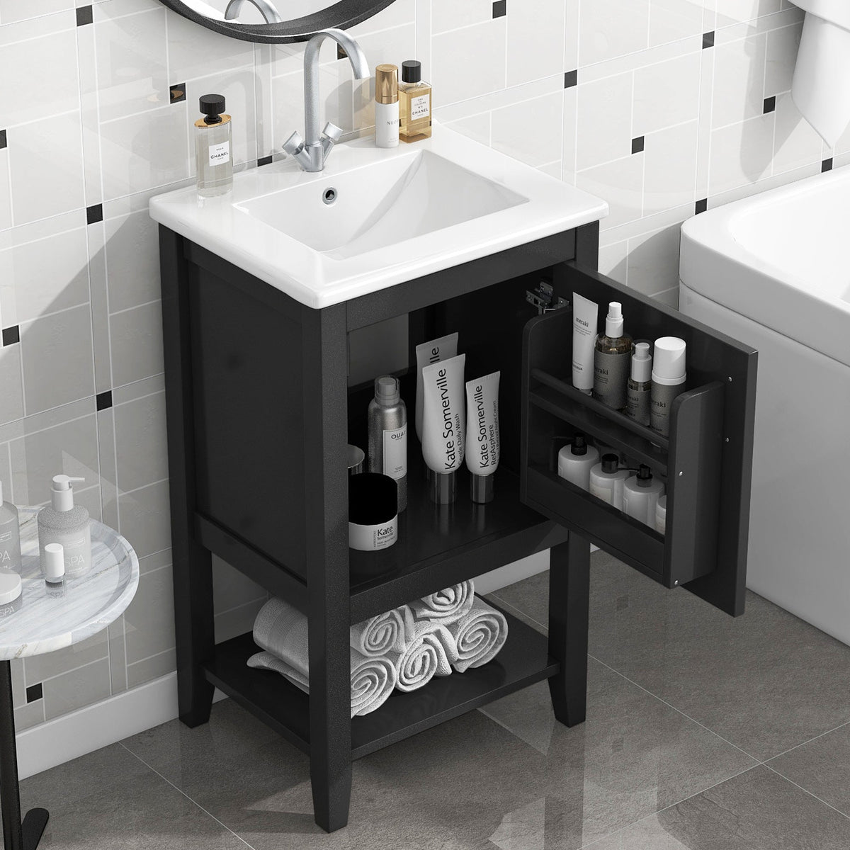 20" Bathroom Vanity with Sink - Black Cabinet