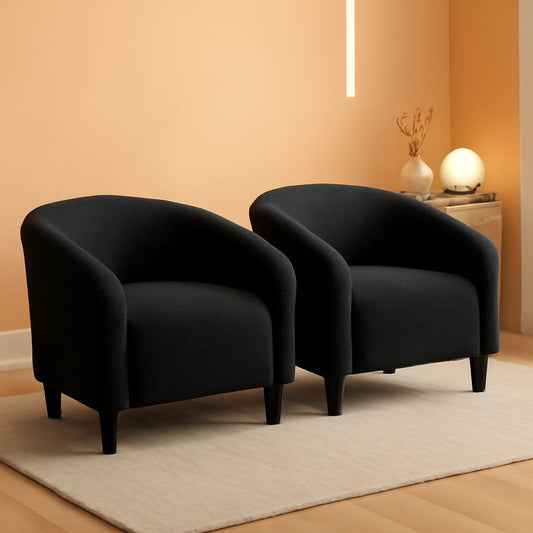 Black Boucle Armchair Club Chair Cushioned Comfort