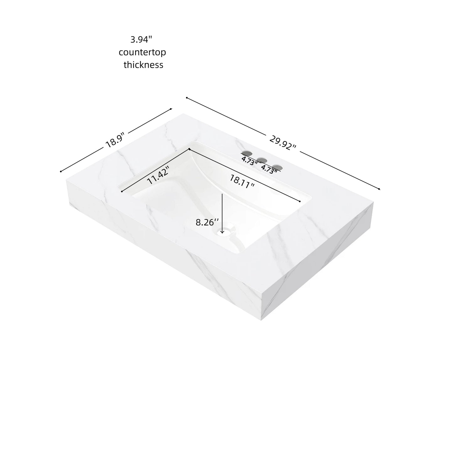 30" MURI Carrara Bathroom Vanity