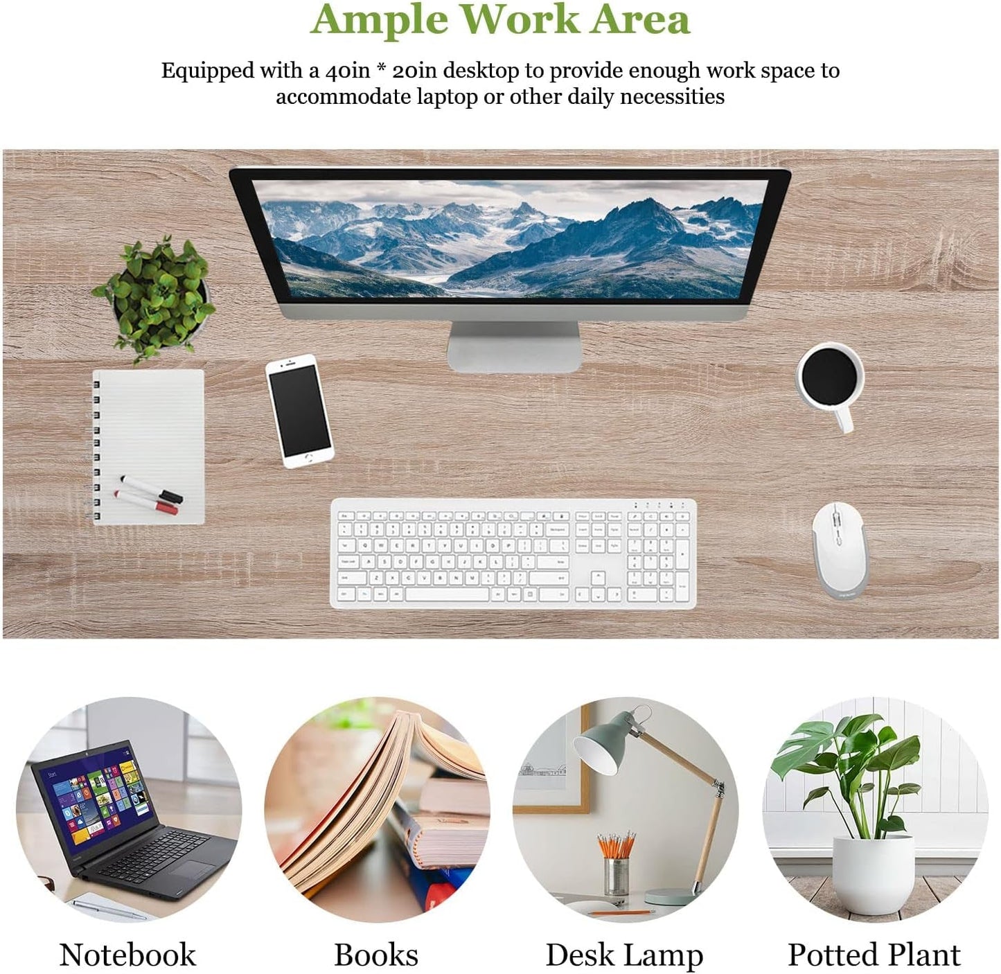 39 Inch Computer Desk With Adjustable Feet For Home Office