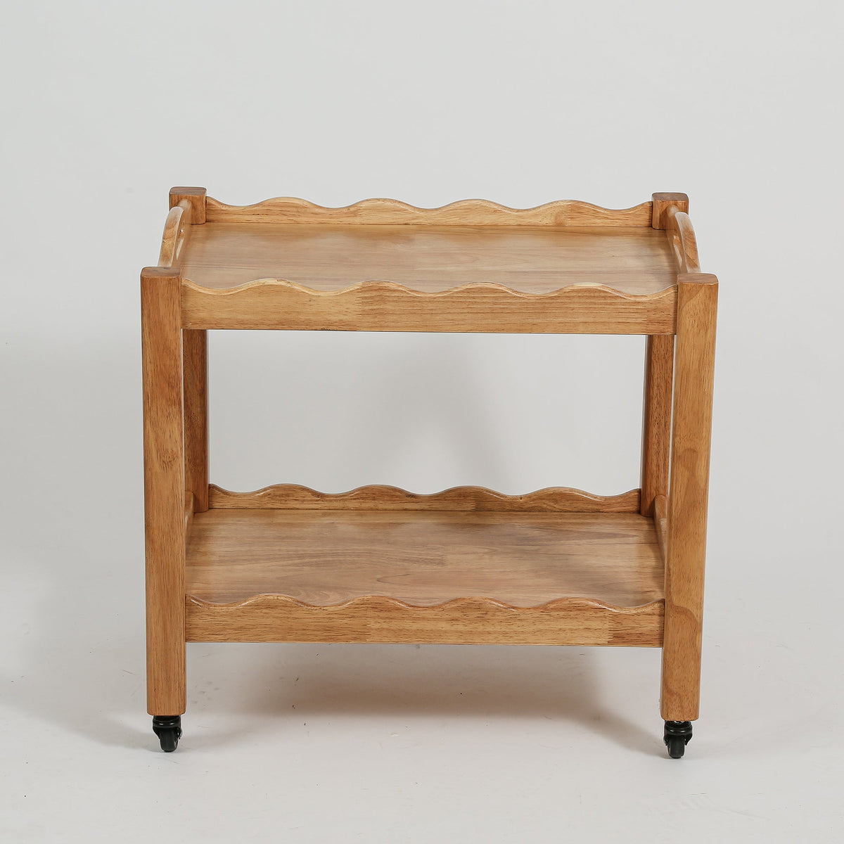 Solid Rubberwood Rolling Side Table
