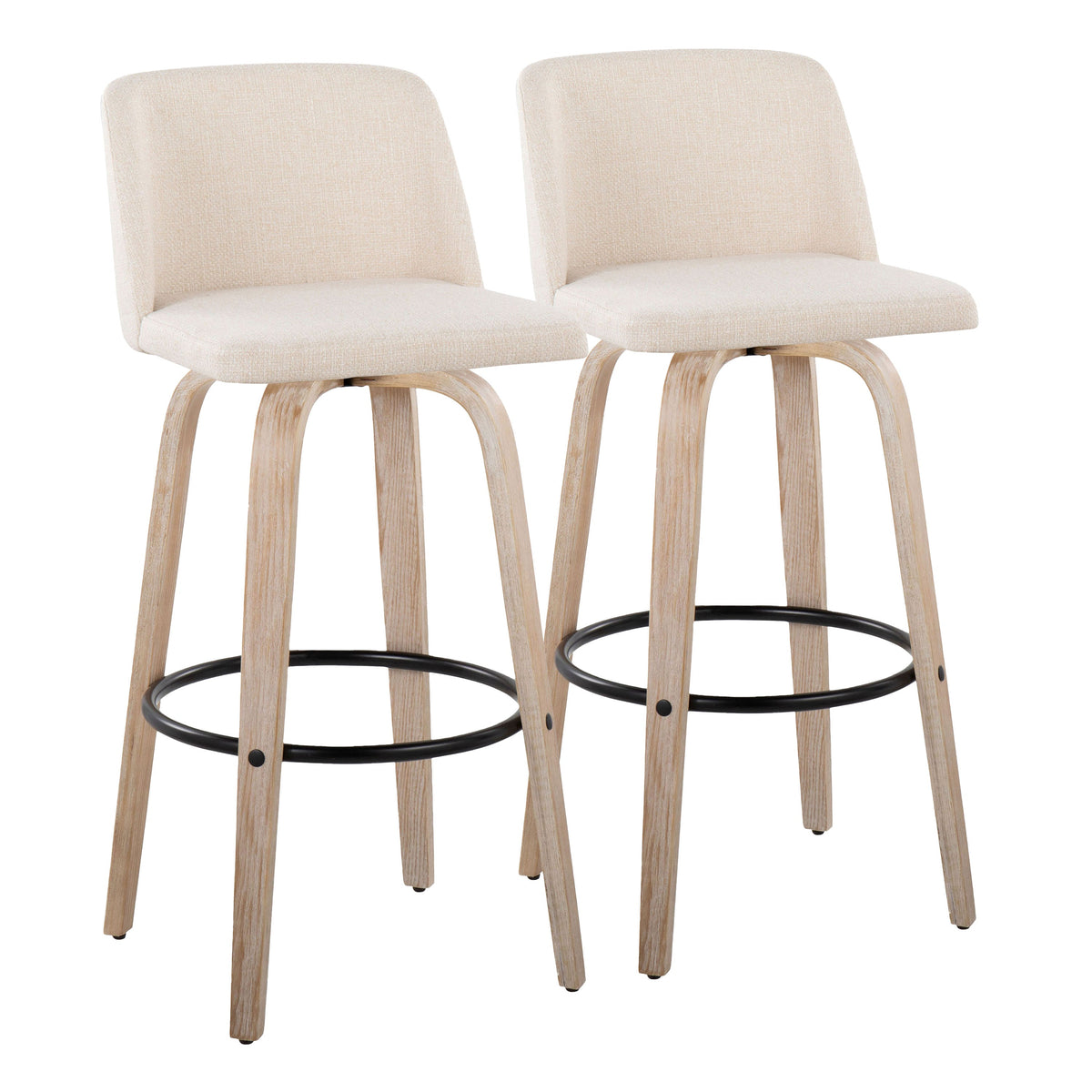 30" Mid-Century Modern Fixed Height Barstool with Swivel